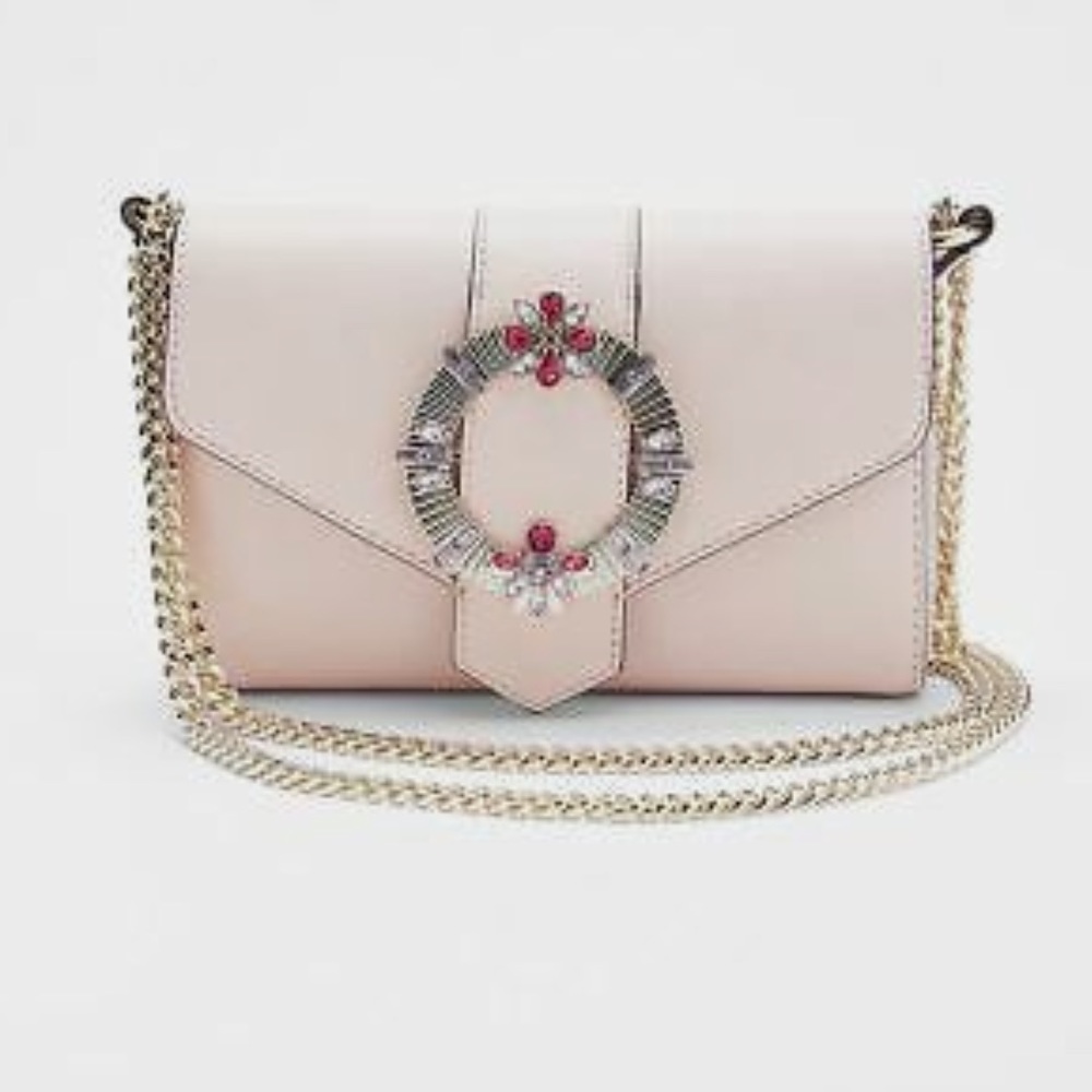 EXPRESS blush pink purse w gold chain strap